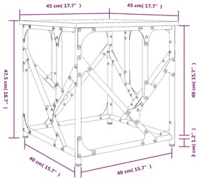 Τραπεζάκι Σαλονιού Καπνιστή Δρυς 45x45x47,5 εκ. Επεξεργ. Ξύλο - Καφέ