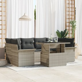 vidaXL Σετ Σαλονιού 7 Τεμαχίων με Μαξιλάρια Μπεζ Ρατάν