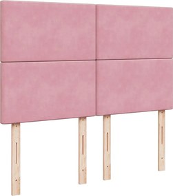 vidaXL Κρεβάτι Boxspring με Στρώμα Ροζ 140x190 εκ. Βελούδινο