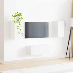 vidaXL Σετ επίπλου τηλεόρασης Επιτοίχιο 2 pcs Λευκό Επεξεργασμένο ξύλο