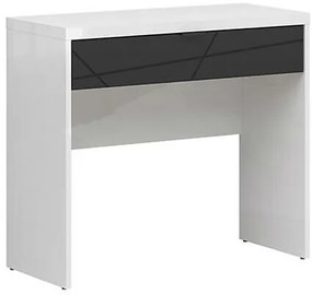 Τραπέζι γραφείου Boston CE121, Με συρτάρια, Αριθμός συρταριών: 1, 80x90x38cm, 26 kg, Γυαλιστερό λευκό, Μαύρο ματ | Epipla1.gr
