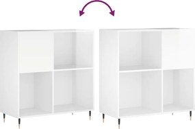 vidaXL Δισκοθήκη Γυαλιστερή Λευκή 84,5 x 38x 89 εκ. από Επεξεργ. Ξύλο