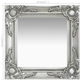 Καθρέφτης Τοίχου με Μπαρόκ Στιλ Ασημί 40 x 40 εκ. - Ασήμι