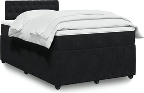 vidaXL Κρεβάτι Boxspring με Στρώμα Μαύρο 120x190 εκ. Βελούδινο