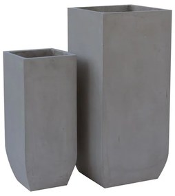 FLOWER POT-1  Set 2 τεμαχίων Cement Grey  25x25x60cm 35x35x80cm [-Γκρι-] [-Artificial Cement (Recyclable)-] Ε6300,S