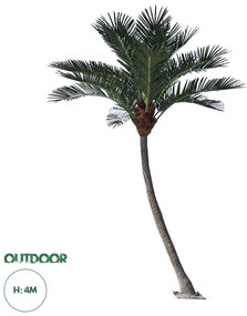 20443 GloboStar® Artificial Garden CURVED COCONUT PALM TREE 20443 Τεχνητό Διακοσμητικό Κυρτό Φοινικόδεντρο Κοκοφοίνικας Εξωτερικού Χώρου IP68 UV Certified Protection Υ400cm
