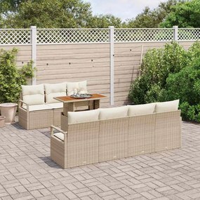 vidaXL Σετ Καναπέ Κήπου με αποθήκευση 8 pcs Μπεζ Πολυ ράταν