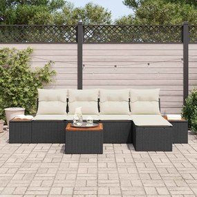 vidaXL Σετ Καναπέ Κήπου με μαξιλάρι 6 pcs Μαύρο Πολυ ράταν