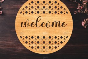 Σετ των 2 Intra απο ξύλο plywood 3mm-4mm πάχος – Στρογγυλή πινακίδα καλωσορίσματος Rattan Cut Laser Δίασταση 20x20 cm INTRAFABR-123487128