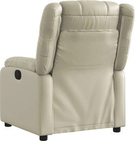 vidaXL Πολυθρόνα Ανακλινόμενη Κρεμ από Συνθετικό Δέρμα
