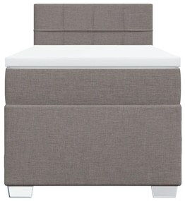 vidaXL Κρεβάτι Boxspring με Στρώμα Taupe 90x200 εκ. Υφασμάτινο