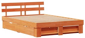 vidaXL Σκελετός Κρεβατιού Καφέ κεριού 160 x 200 cm Μασίφ ξύλο πεύκου