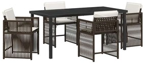 vidaXL Σέτ φαγητού για κήπο 5 pcs Καφέ συνθετικό ρατάν