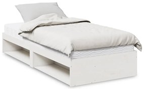 vidaXL Κρεβάτι ημέρας με στρώμα Λευκό 100x200 cm από μασίφ ξύλο πεύκο