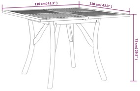 vidaXL Τραπέζι Κήπου 110 x 110 x 75 εκ. από Μασίφ Ξύλο Ακακίας