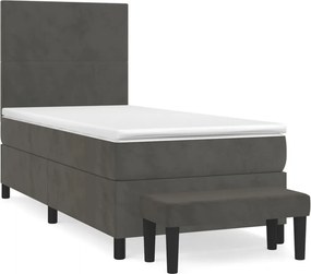 vidaXL Κρεβάτι Boxspring με Στρώμα Σκούρο Γκρι 80x200 εκ. Βελούδινο