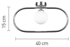 Επιτοίχιο φωτιστικό σε μαύρη απόχρωση και λευκή οπαλίνα 1XG9 D:40cm (43030-BL) - Γυαλί - 43030-BL