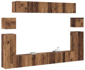 vidaXL Σετ επίπλου τηλεόρασης με ράφι 8 pcs Παλιό ξύλο