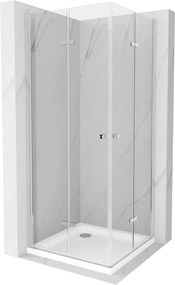 Mexen Lima Διπλή πτυσσόμενη καμπίνα ντους 90 x 90 cm, διάφανη, χρώμιο + επίπεδη
