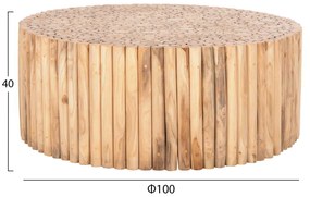 ΤΡΑΠΕΖΙ ΣΑΛΟΝΙΟΥ ΣΤΡΟΓΓΥΛΟ COOTER HM9862 ΚΛΑΔΙΑ TEAK-ΦΥΣΙΚΟ Φ100x40Υεκ.