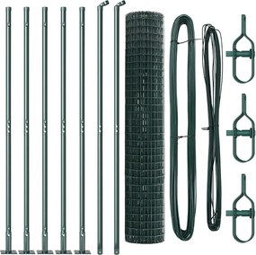 vidaXL Φράχτης με Στήλες. Πράσινο 1.5 x 10 m Ατσάλι