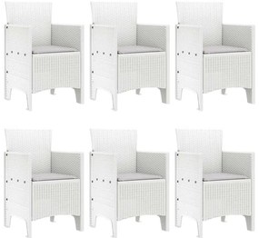 vidaXL Σέτ φαγητού για κήπο 7 pcs Λευκό Rattan Polt