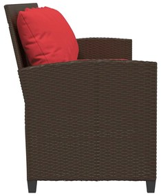 vidaXL Καναπές κήπου 5θέσιος με μαξιλάρια Brown Poly Rattan