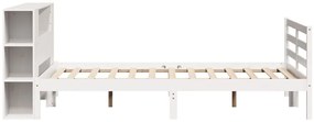 vidaXL Κρεβάτι Βιβλιοθήκη Χωρίς Στρώμα Λευκό 135x190 εκ Μασίφ Πεύκο