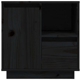 vidaXL Κομοδίνο Μαύρο 50 x 34 x 50 εκ. από Μασίφ Ξύλο Πεύκου
