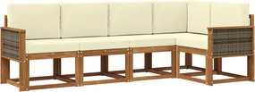 vidaXL Σειρά Καναπέ Εξωτερικού 5 pcs Φυσικό και Κρέμα Πολυεστέρας