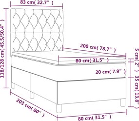 vidaXL Κρεβάτι Boxspring με Στρώμα Κρεμ 80 x 200 εκ. Υφασμάτινο