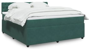 vidaXL Κρεβάτι Boxspring με Στρώμα Σκούρο Πράσινο 180x200εκ. Βελούδινο