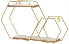 Ράφι επιτοίχιο Nextdeco minimal εξάγωνο χρυσό Υ25x25x12εκ.