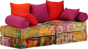 vidaXL Κάθισμα - Πουφ Διθέσιο Αρθρωτό Patchwork Υφασμάτινο
