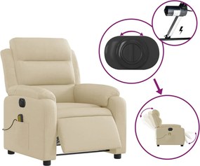 vidaXL Πολυθρόνα Μασάζ Ανακλινόμενη Ηλεκτρική Κρεμ Υφασμάτινη