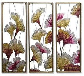 Καμβάς DKD Home Decor 3 Τεμάχια Τροπικό Φύλλο φυτού (122 x 3 x 122 cm)