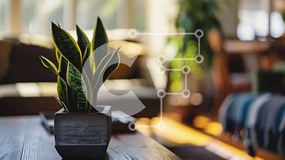 Intra Συλλεκτικό Ξύλινο Παζλ Plywood  4mm - Μικρό φυτό σε γλάστρα σε ξύλινο τραπεζάκι σαλονιού Σε Ξύλινο Κουτί - Διαστάσεις Puzzle: 10x10 cm – 25 κομμάτια