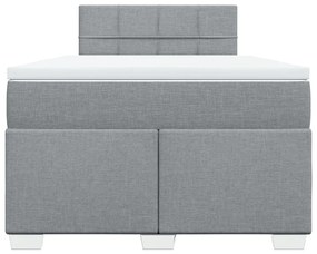 vidaXL Κρεβάτι Boxspring με Στρώμα Ανοιχτό Γκρι 120x190 εκ. Υφασμάτινο