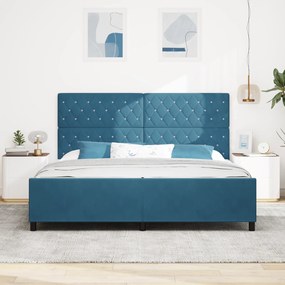 vidaXL Κρεβάτι Σκελετός Σκούρο Μπλε 200x200 εκ. Βελούδο