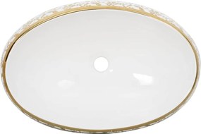 vidaXL Νιπτήρας Οβάλ Λευκός και Χρυσός 59 x 40 x 15 εκ. Κεραμικός