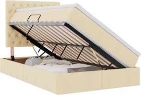 vidaXL LED Κρεβάτι αποθήκευσης με στρώμα Κρέμ 120 x 200 cm Ύφασμα