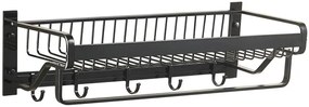 HOME USE κρεμάστρα με ράφι HUH-0164, μεταλλική 57x22x13cm, μαύρη