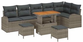 vidaXL Σετ Καναπέ Κήπου με μαξιλάρι 9 pcs Γκρι 90 x 55 x 71 cm