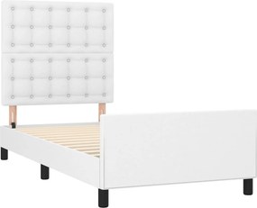 vidaXL Πλαίσιο Κρεβατιού με Κεφαλάρι Λευκό90x190εκ. από ΣυνθετικόΔέρμα
