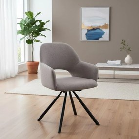 Πολυθρόνα τραπεζαρίας Gabriel Megapap ανοιχτό μπεζ ύφασμα - μεταλλικό μαύρο πόδι 58x60x85εκ.