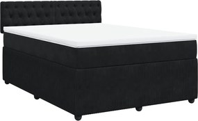vidaXL Κρεβάτι Boxspring με Στρώμα Μαύρο 140x200 εκ. Βελούδινο