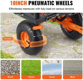 VEVOR Garden Dump Cart Heavy-duty Metal Yard Carts and Wagons 880 lbs Loading