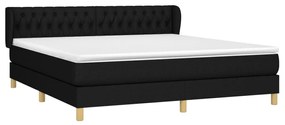 Κρεβάτι Boxspring με Στρώμα Μαύρο 180x200 εκ. Υφασμάτινο - Μαύρο