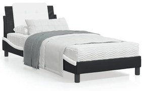Πλαίσιο Κρεβατιού με LED Μαύρο/Λευκό 90x190 εκ. Συνθετικό Δέρμα
