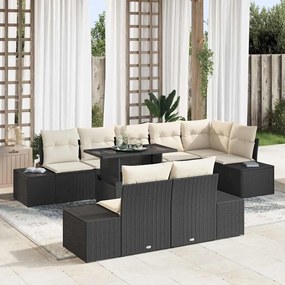vidaXL Σετ Καναπέ Κήπου 9 pcs Μαύρο και κρεμ 100 x 55 x 73 εκ